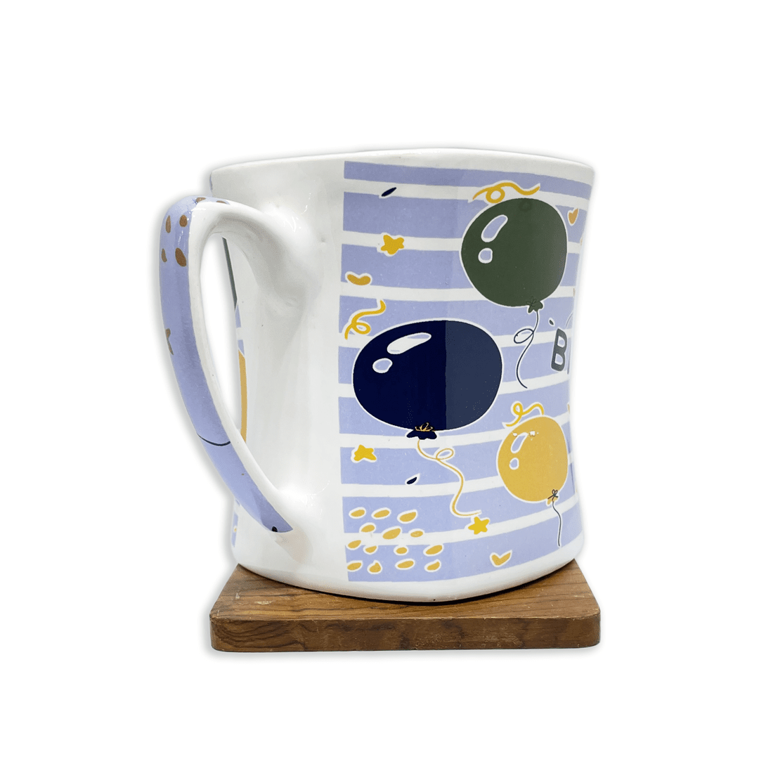 Bhokals Happy Birthday Printed Blue White Coffee Mug