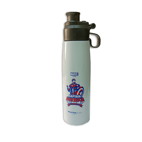 Master Cool Captain America Printed Steel White Water Bottle