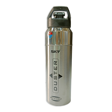 Sky Duster Printed 1000ml Silver Pu Layer Steel Water Bottle