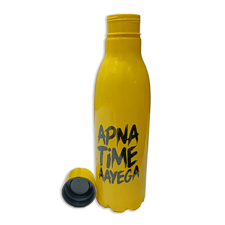 Apna Time Ayega Printed Yellow Water Bottle