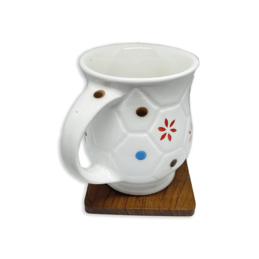 Bhokals Flower Printed Oval White Coffee Mug