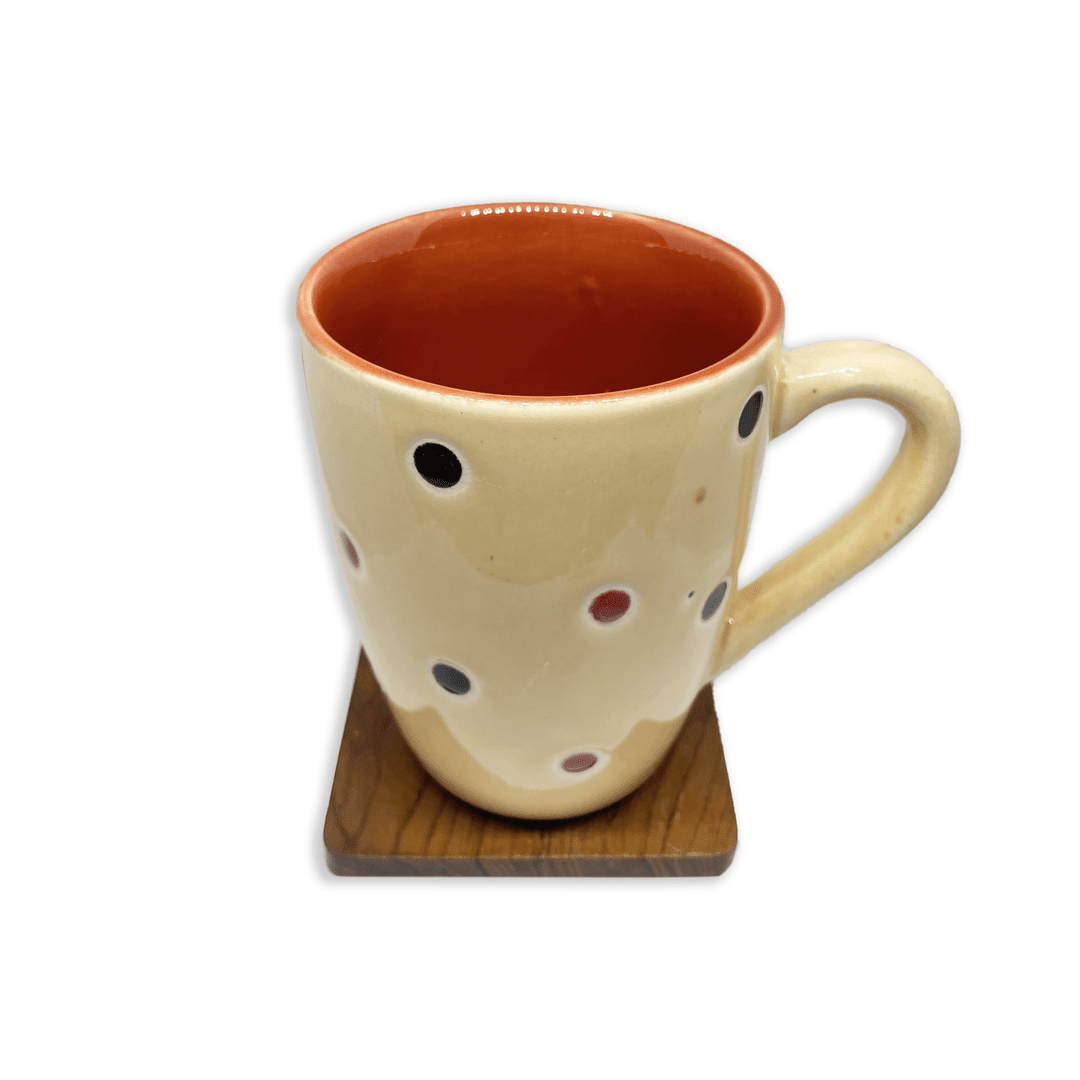 Bhokals Dots Printed Cream Coffee Mug