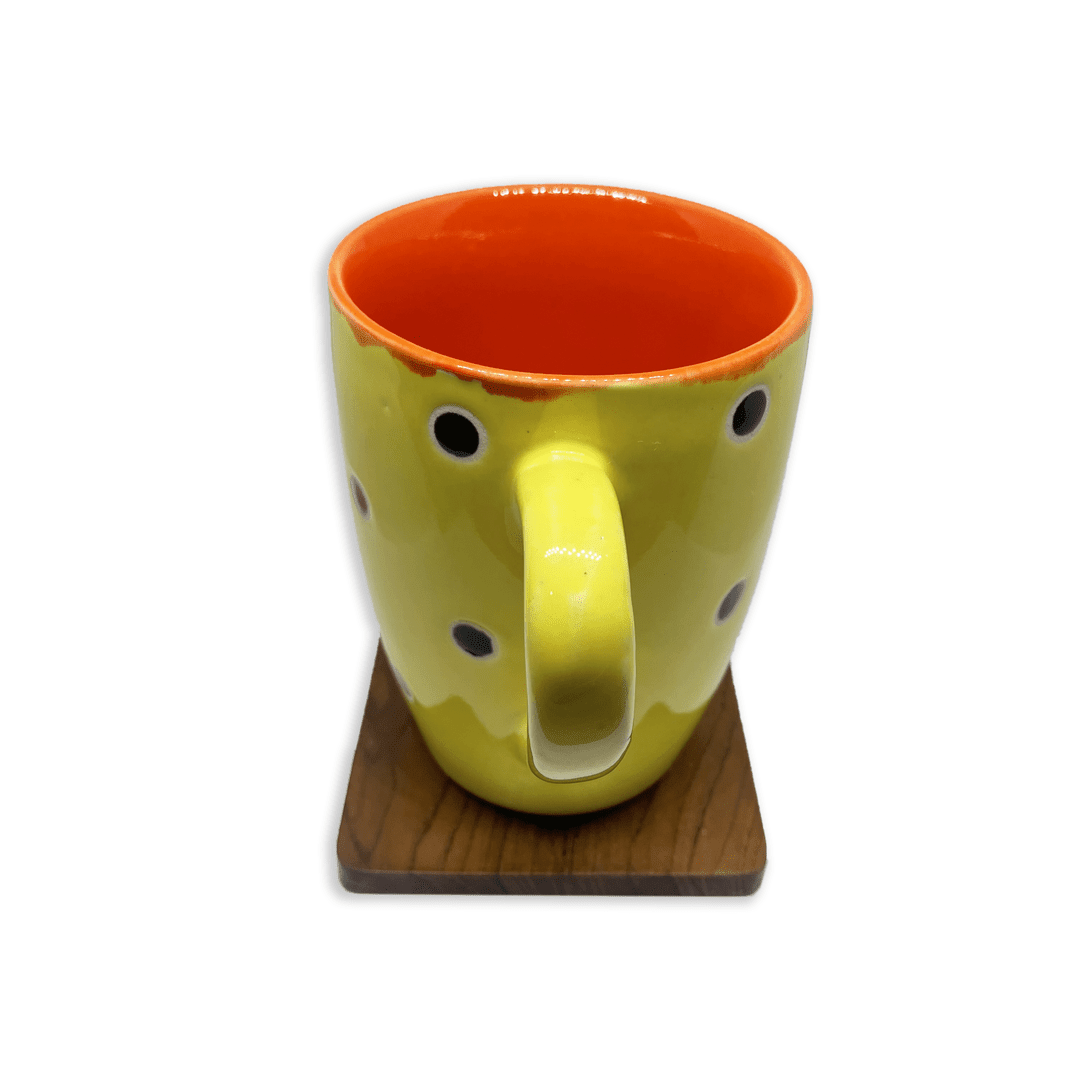 Bhokals Dots Printed Yellow Orange Coffee Mug