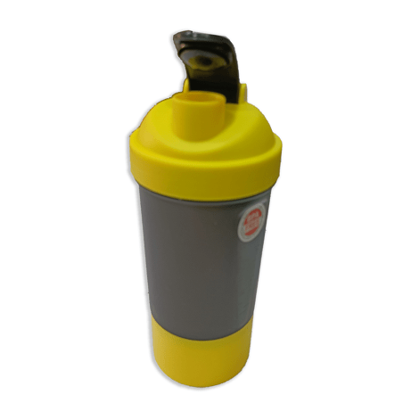 Never Give Up Printed Yellow Black Gym Shaker