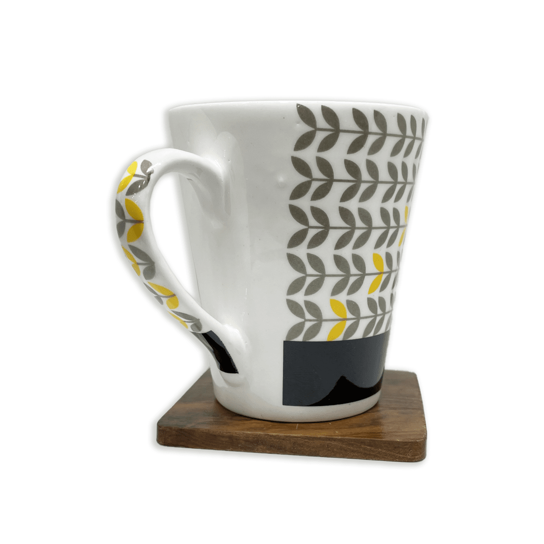 Bhokals Black Strip Texture Printed White Coffee Mug
