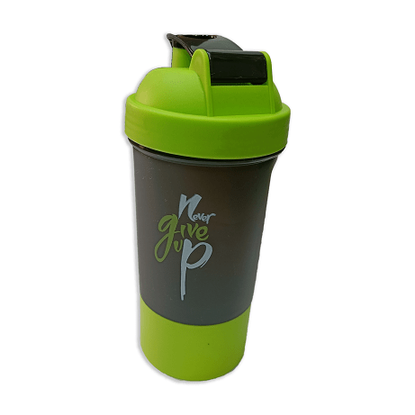 Never Give Up Printed Green Black Gym Shaker
