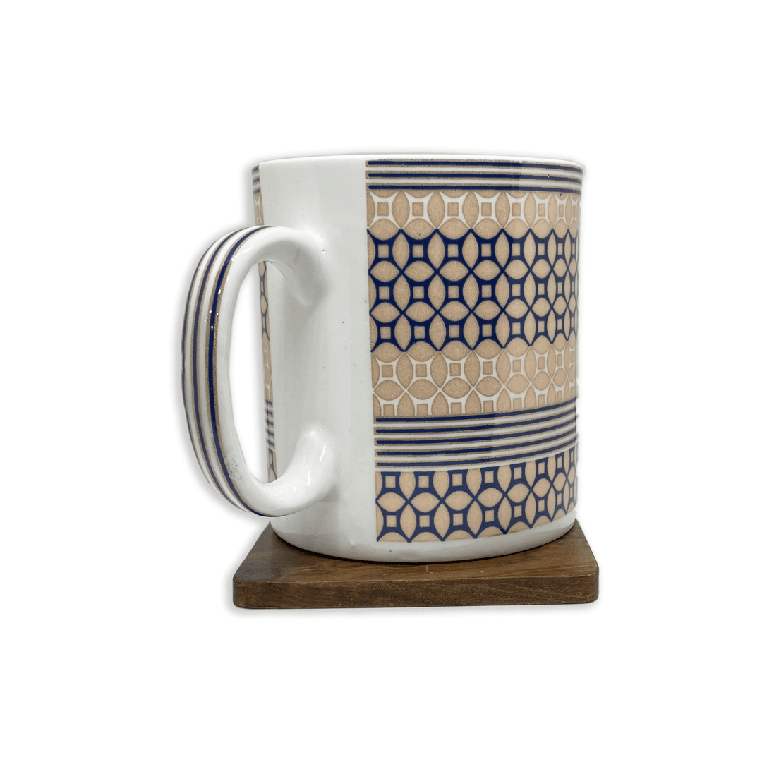 Bhokals Blue Cream Texture Printed White Coffee Mug