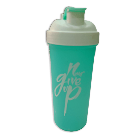 Never Give Up Printed Green White Gym Shaker