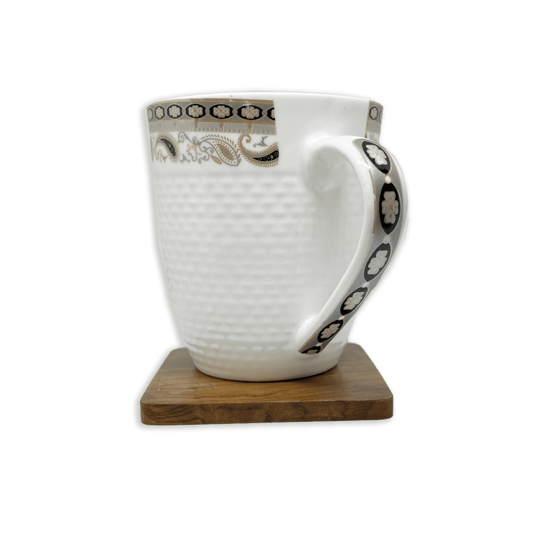 Bhokals Border Texture Dotted White Coffee Mug