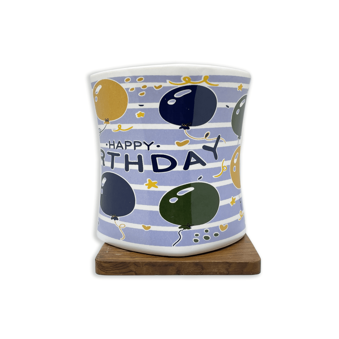 Bhokals Happy Birthday Printed Blue White Coffee Mug