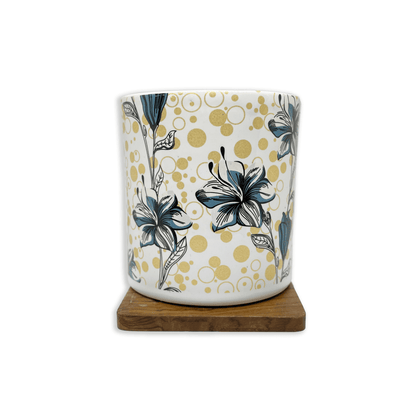 Bhokals  Black Flower printed  White Coffee Mug