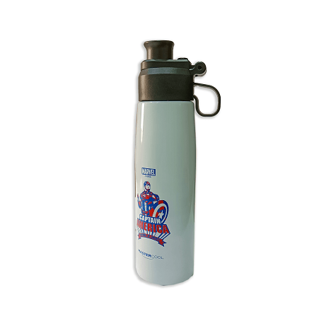 Master Cool Captain America Printed Steel White Water Bottle