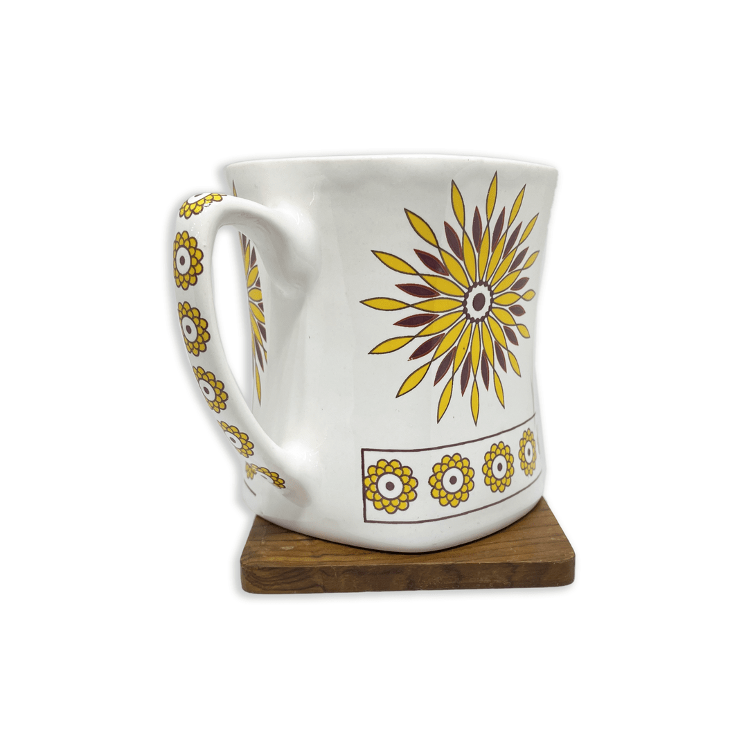 Bhokals Rangoli Yellow Brown printed White Coffee Mug