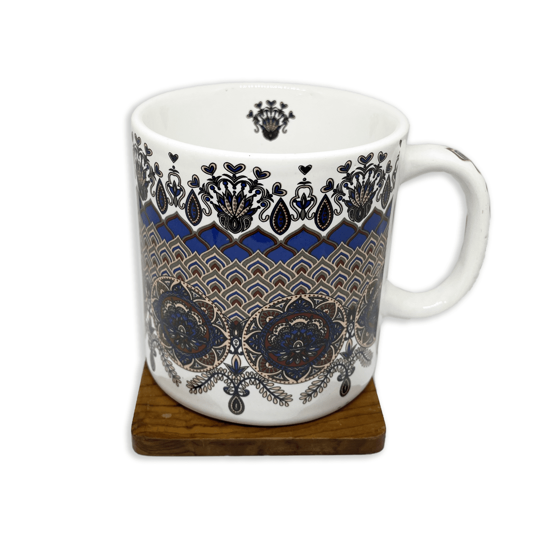 Bhokals  Brown Texture Printed White Coffee Mug