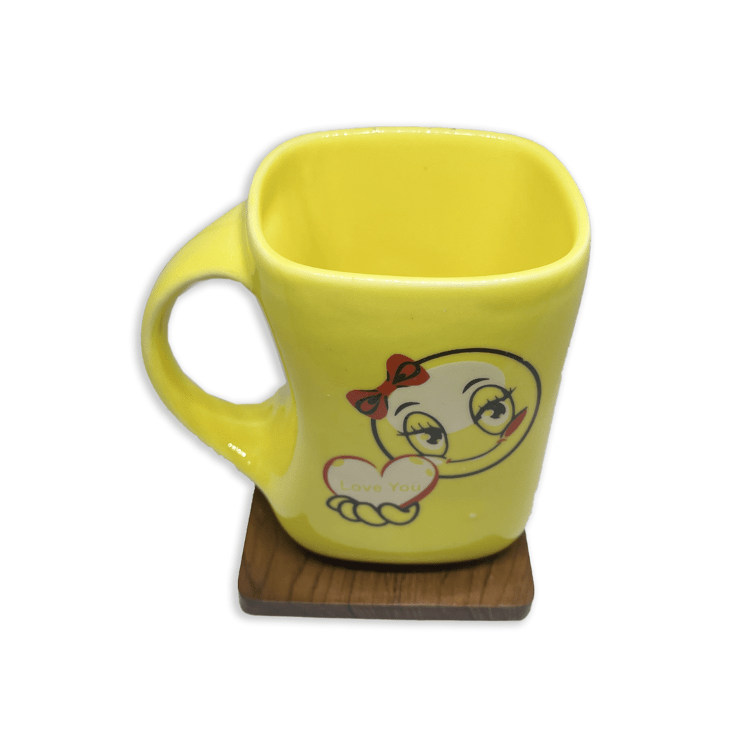 Bhokals Love Emoji Yellow Square Coffee Mug