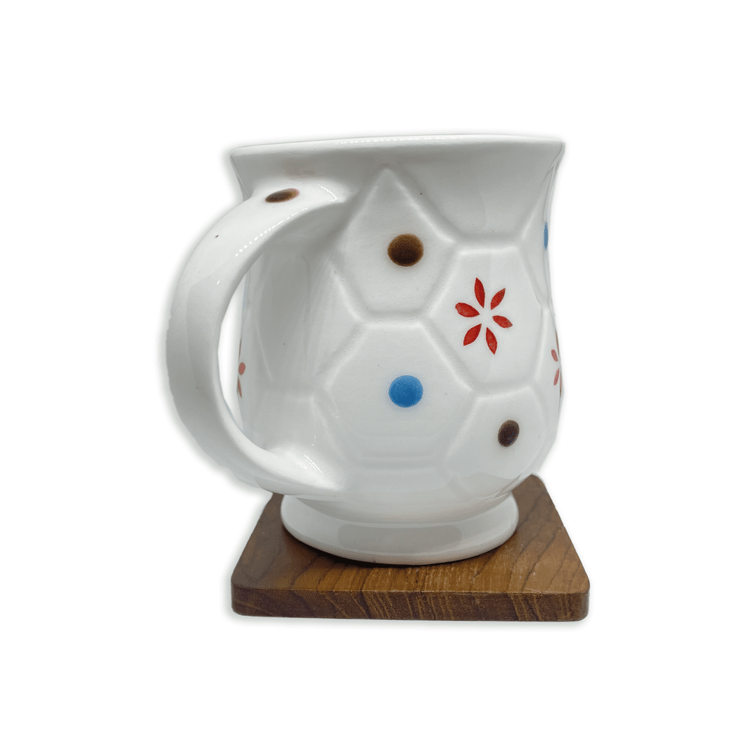Bhokals Flower Printed Oval White Coffee Mug