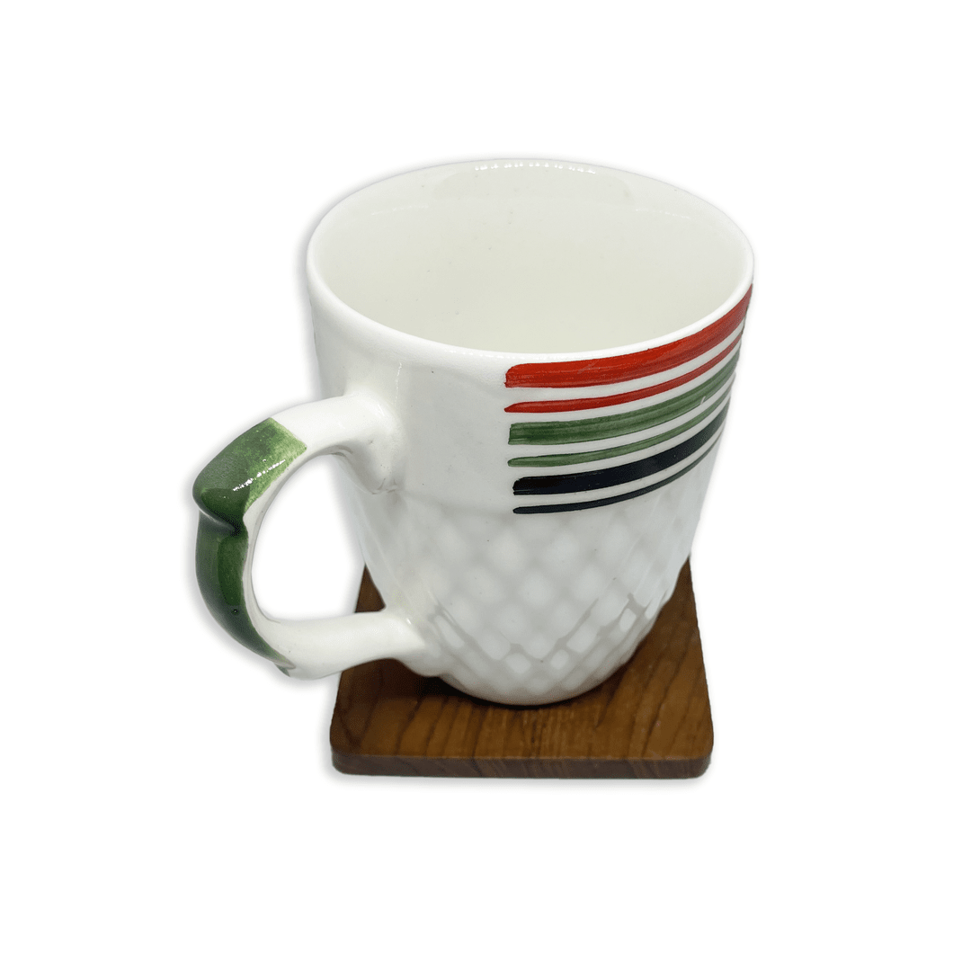 Bhokals Multi Line Printed White Coffee Mug