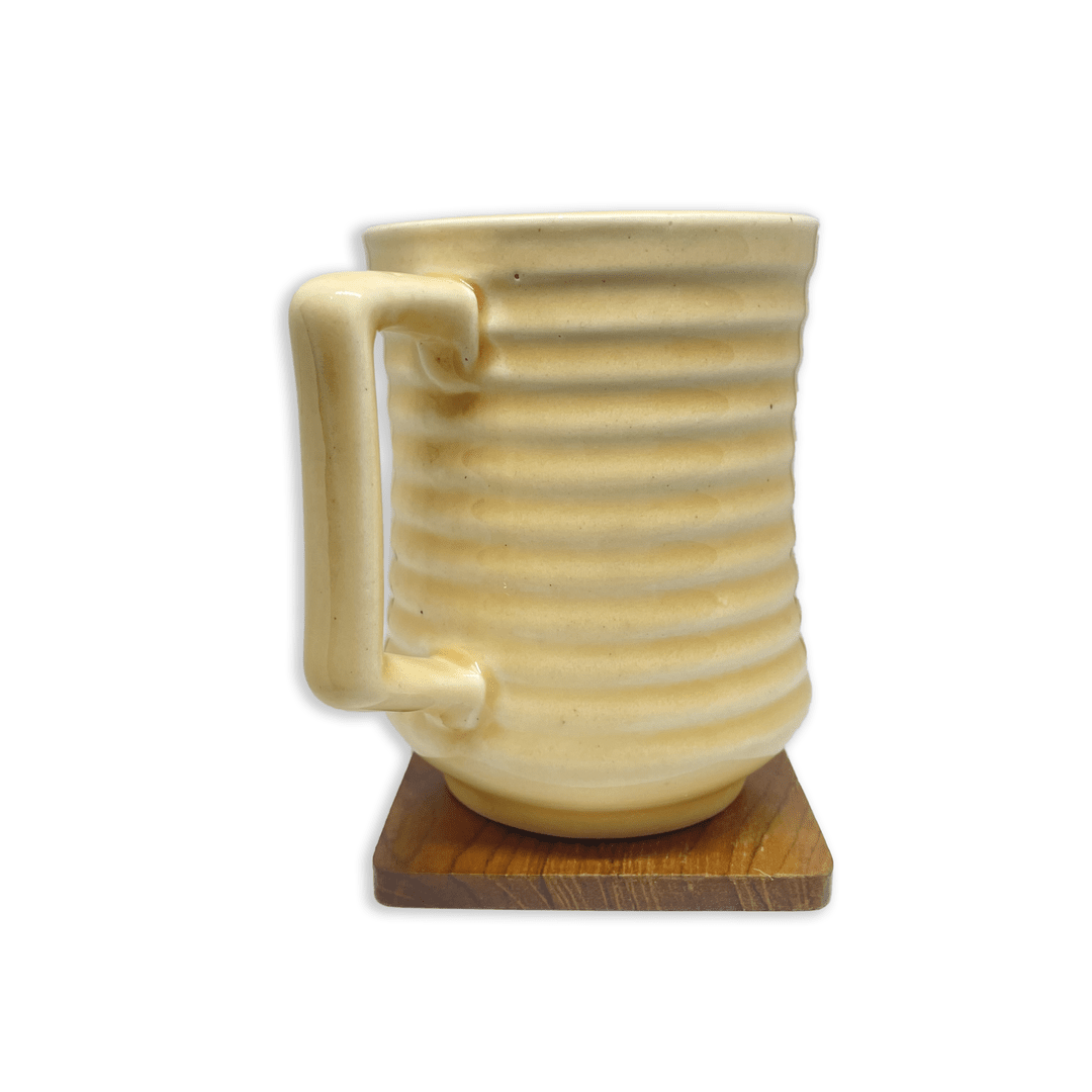 Bhokals Line Texture Pattern Cream Coffee Mug