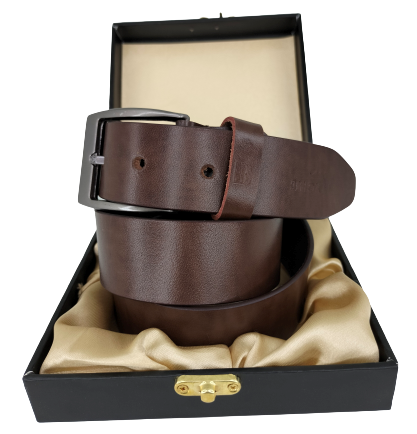 Bhokals Men Texture Brown Leather  Belt