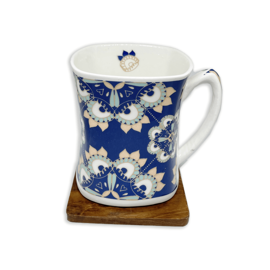Bhokals Blue Rangoli  Printed White Coffee Mug
