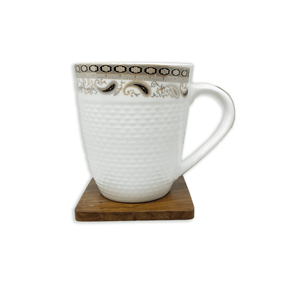 Bhokals Border Texture Dotted White Coffee Mug