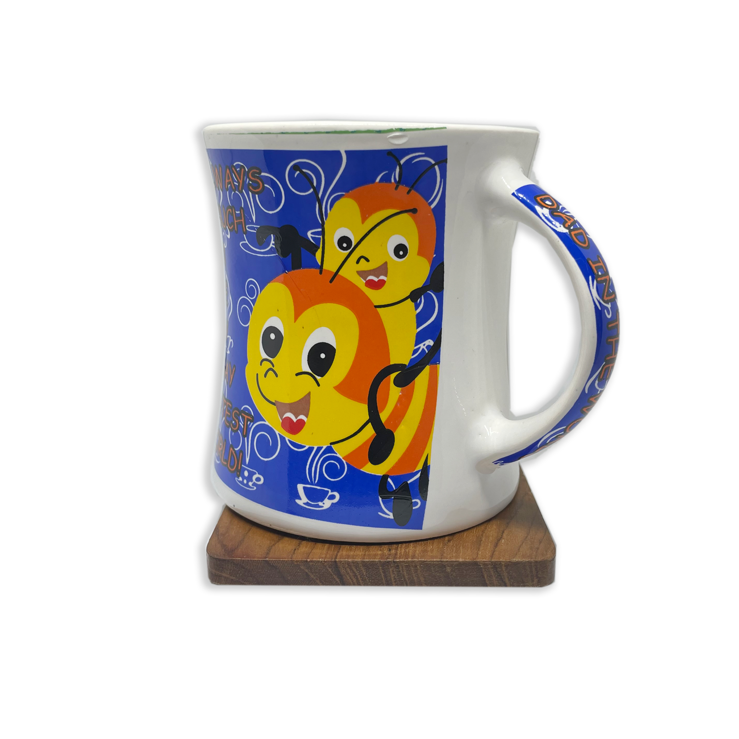 Bhokals Dad Bees Blue Printed White Coffee Mug