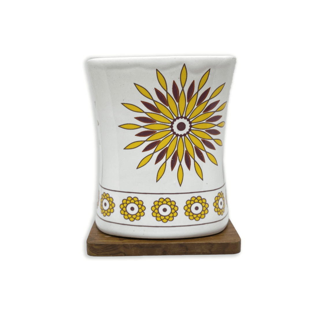 Bhokals Rangoli Yellow Brown printed White Coffee Mug