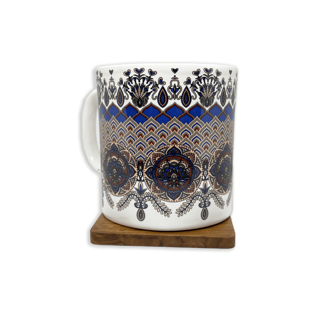 Bhokals  Brown Texture Printed White Coffee Mug