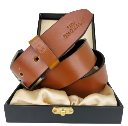 Bhokals Men Solid Tan Casual Leather Belt