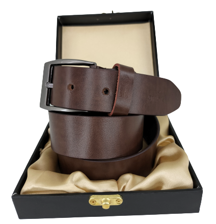Bhokals Men Texture Brown Leather  Belt
