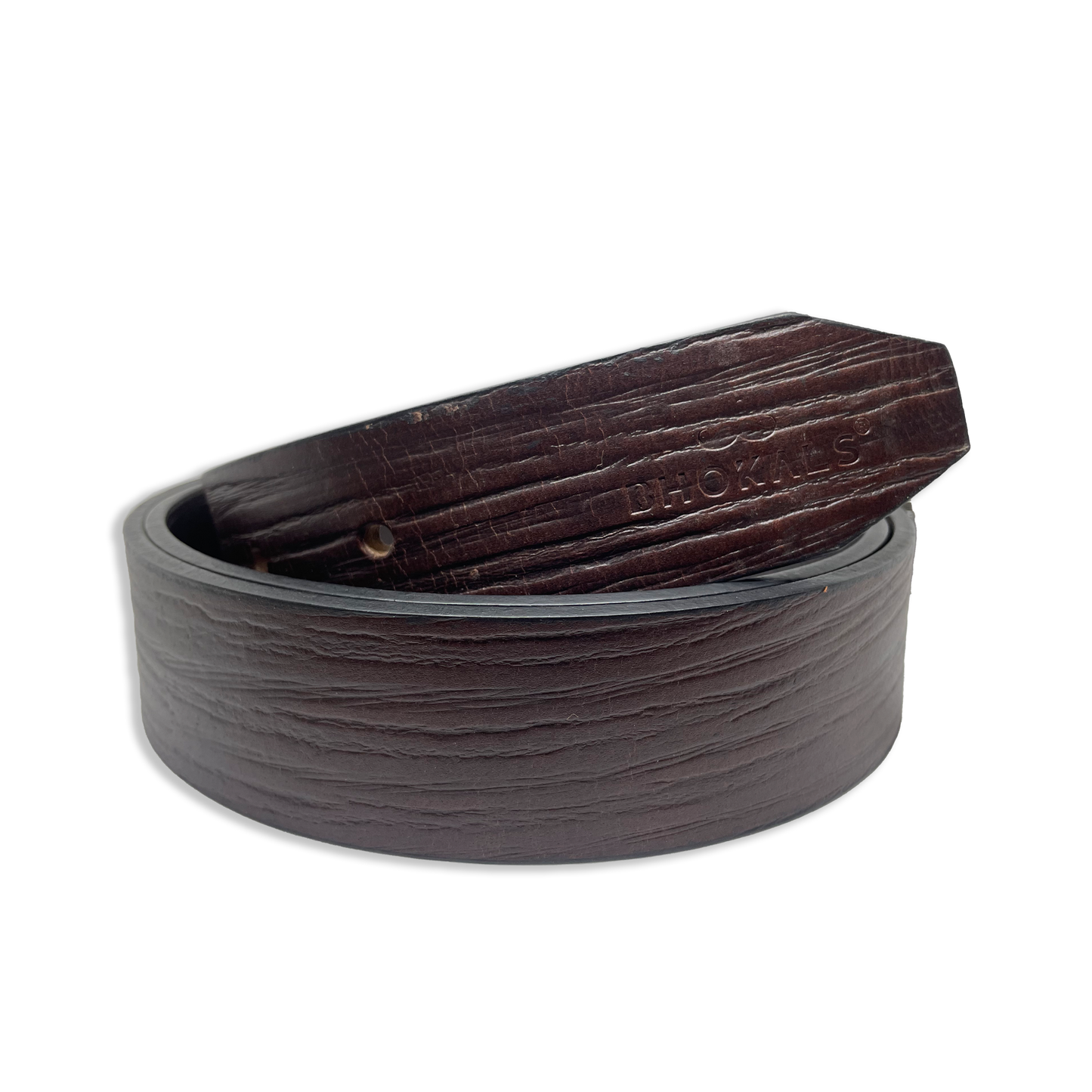 Bhokals Men Brown Wood Texture Leather Belt