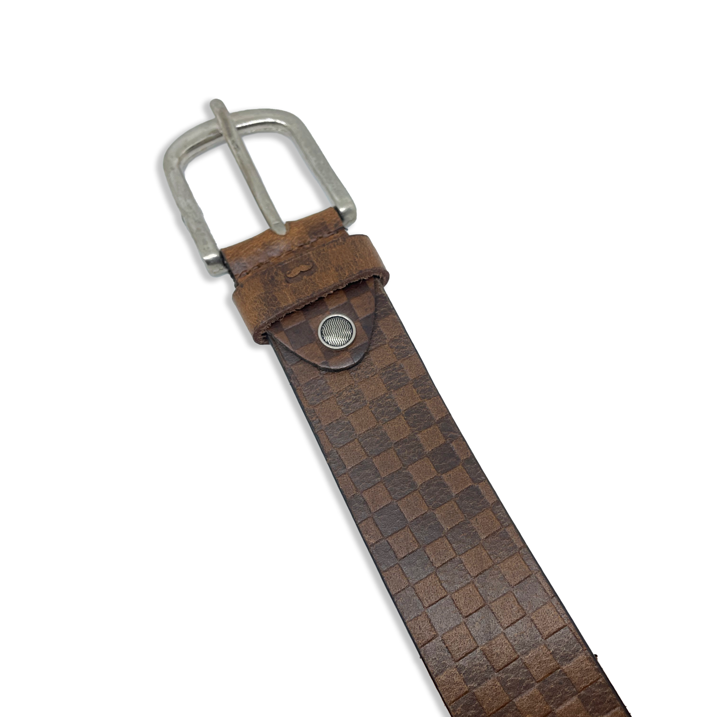 Bhokals Men Brown Chess Plub Leather Belt
