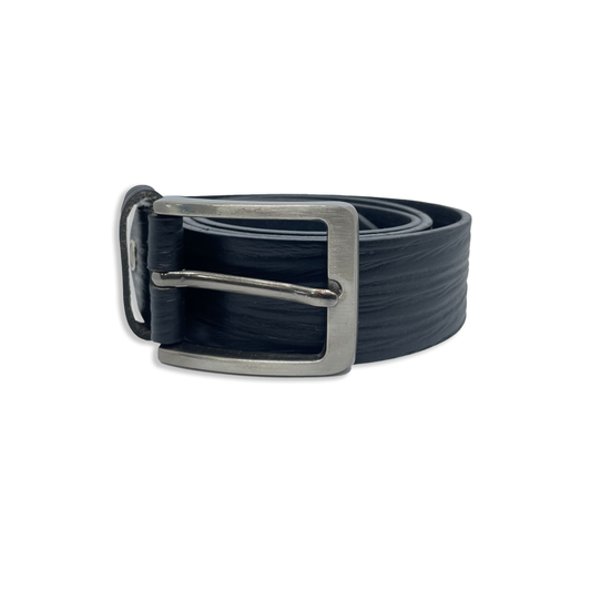 Bhokals Men Black  Wood Texture Leather Belt