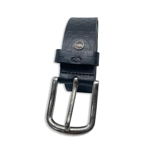 Bhokals Men Black Chess Plub Leather Belt