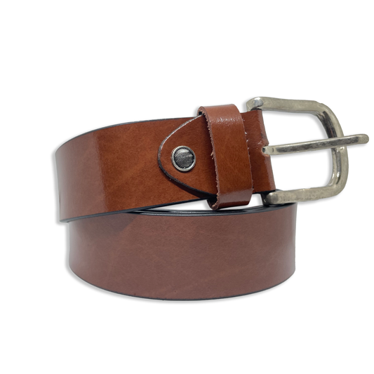 Bhokals Men Tan Glossy Leather Belt